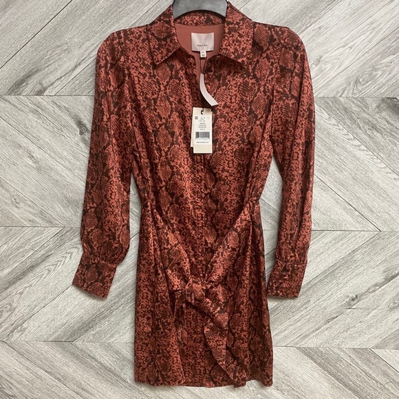 Cinq A Sept | Gaby Python Rosewood Shirt Dress 0 - Picture 12 of 16